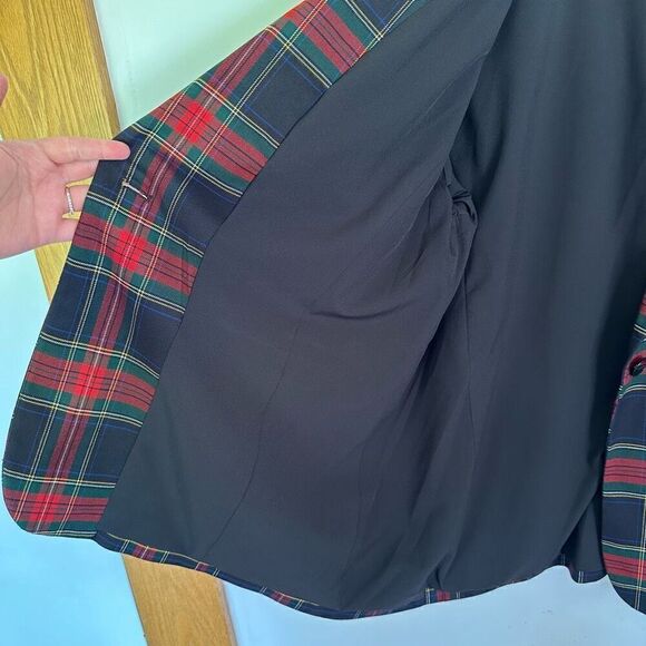 Lauren Ralph Lauren Preppy Tartan Plaid Print Contemporary One Button Blazer - Picture 10 of 16